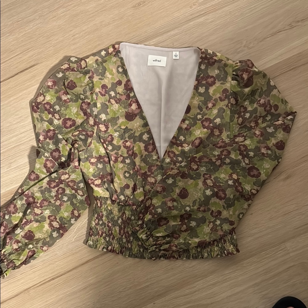 Aritzia Floral Blouse - Green and Purple